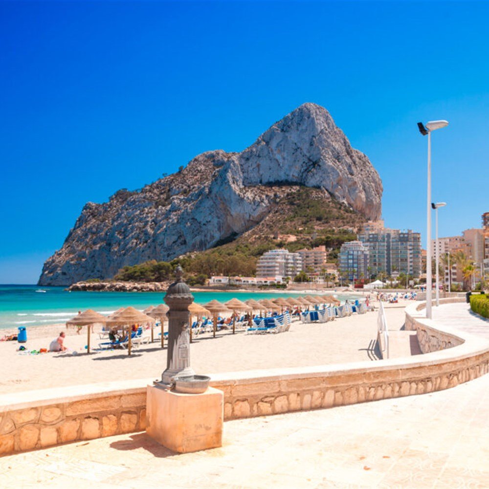 Calpe promenade and beach with the Penon de Ifach
