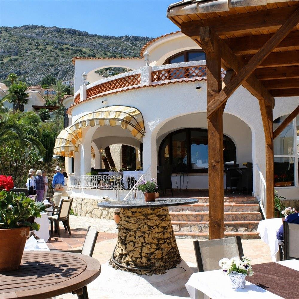 Cafe terrace in Calpe for post-ride coffee and breakfast