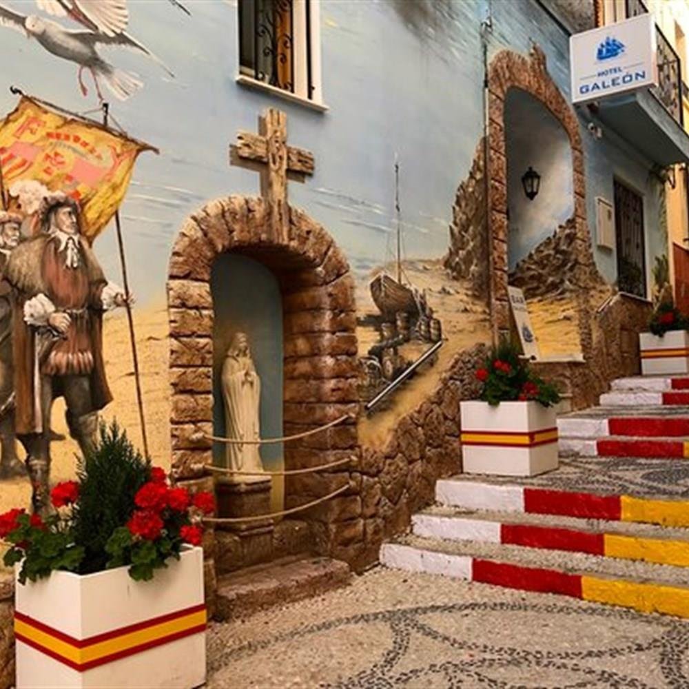 Old Town mural and painted steps in Calpe