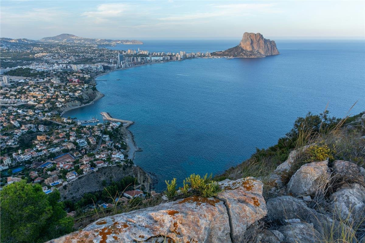 Wide view across Calpe and the Costa Blanca mountains