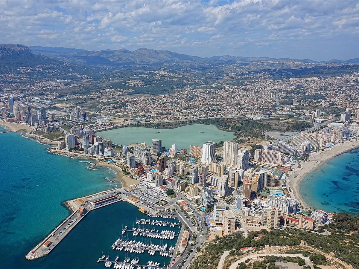 Aerial view across Calpe, the beaches and Penon de Ifach for planning a Casa Toro stay