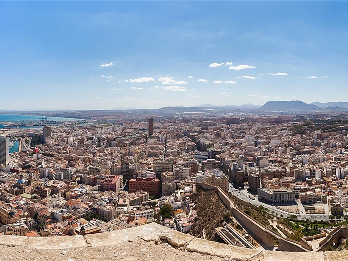 Alicante city view from Santa Barbara Castle