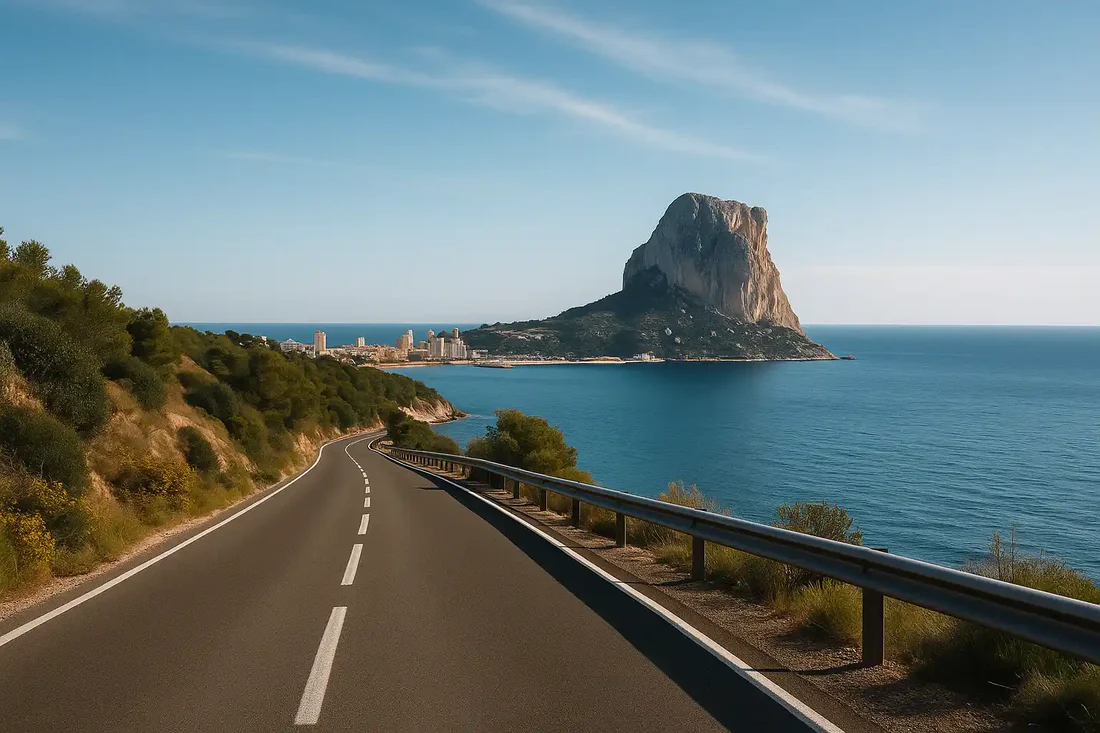 Carretera costera hacia Calpe y el Pe&ntilde;&oacute;n de Ifach