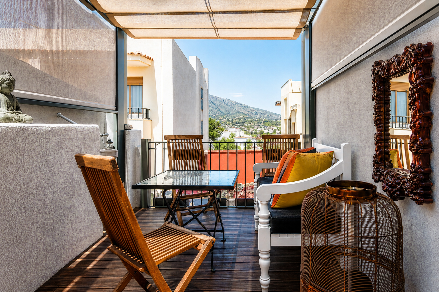 Covered rooftop terrace at Casa Toro in Calpe Old Town